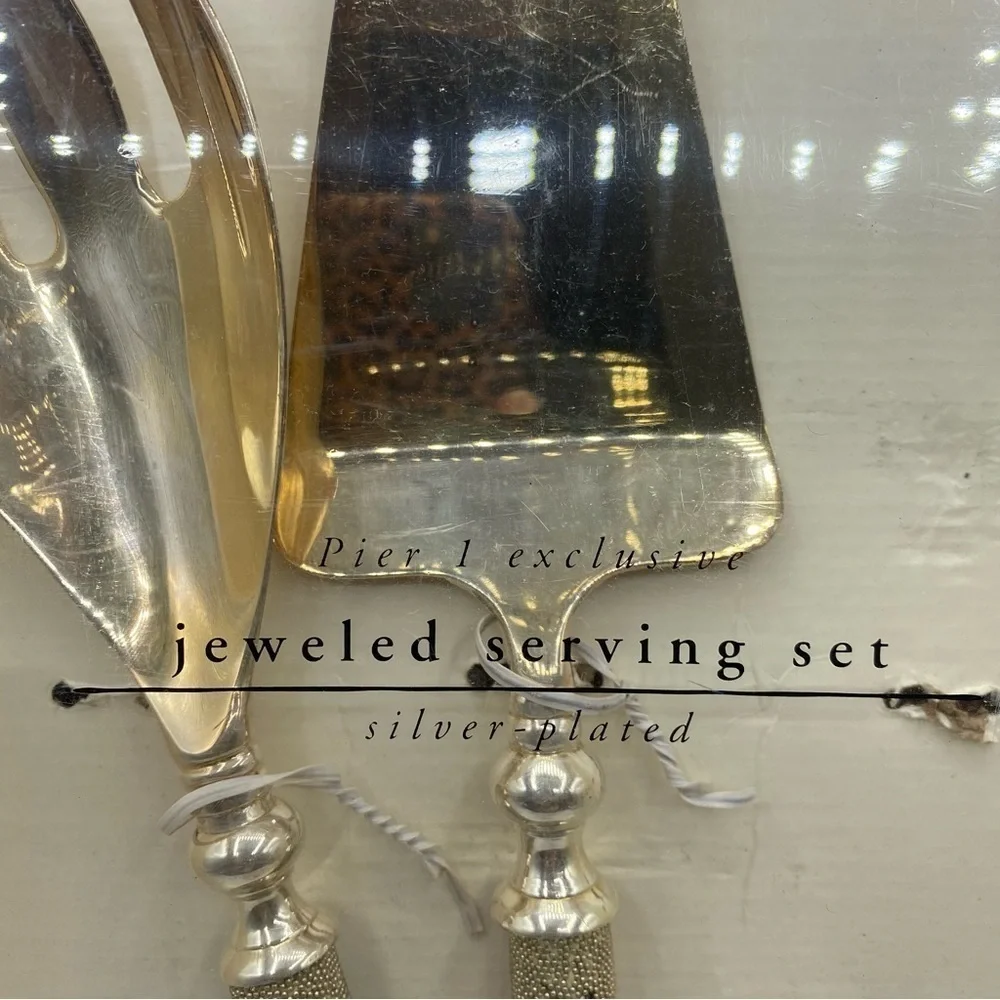 Pier 1 Imports Sequin Silver Multi Color 2pc Serving Utensils‎